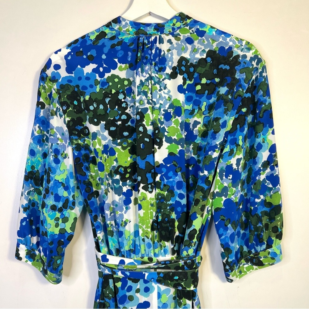 STELLA MCCARTNEY Olivia Floral Silk Shirt Midi Dress Blue - Picture 11 of 16